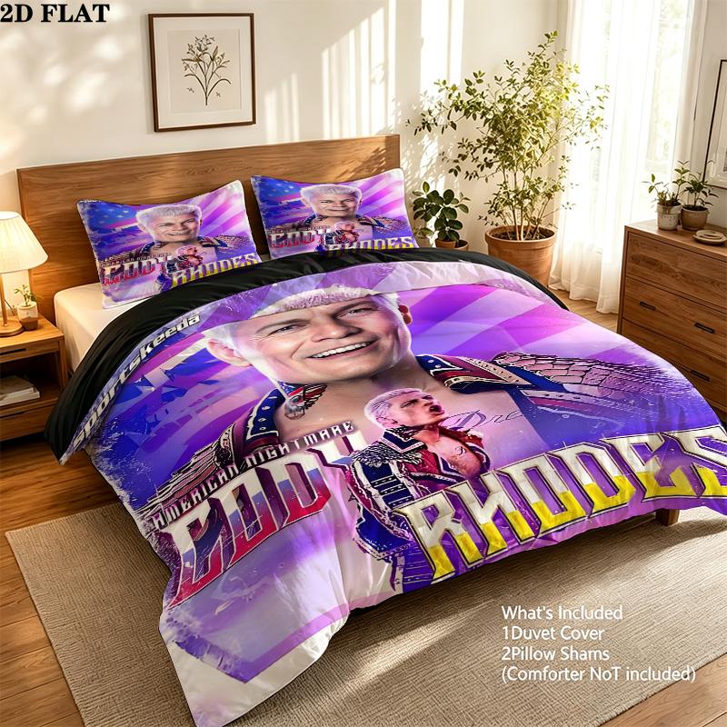 Cody Rhodeswwe Pattern Bedding Quilt Set Quilt Cover Pillowcase Home Birthday Gift(1 * duvet cover + 2 * pillowcase, without core)