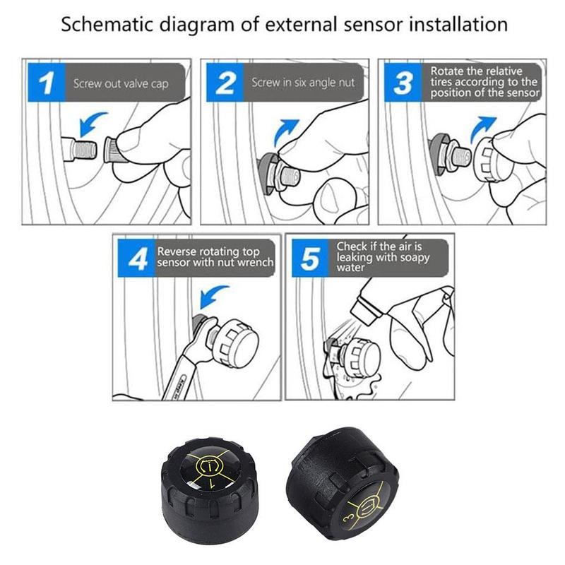 Мотоциклетная система контроля давления в шинах TPMS 2/4 датчика Bluetooth 5.1 для Android/iOS Система мониторинга давления в шинах