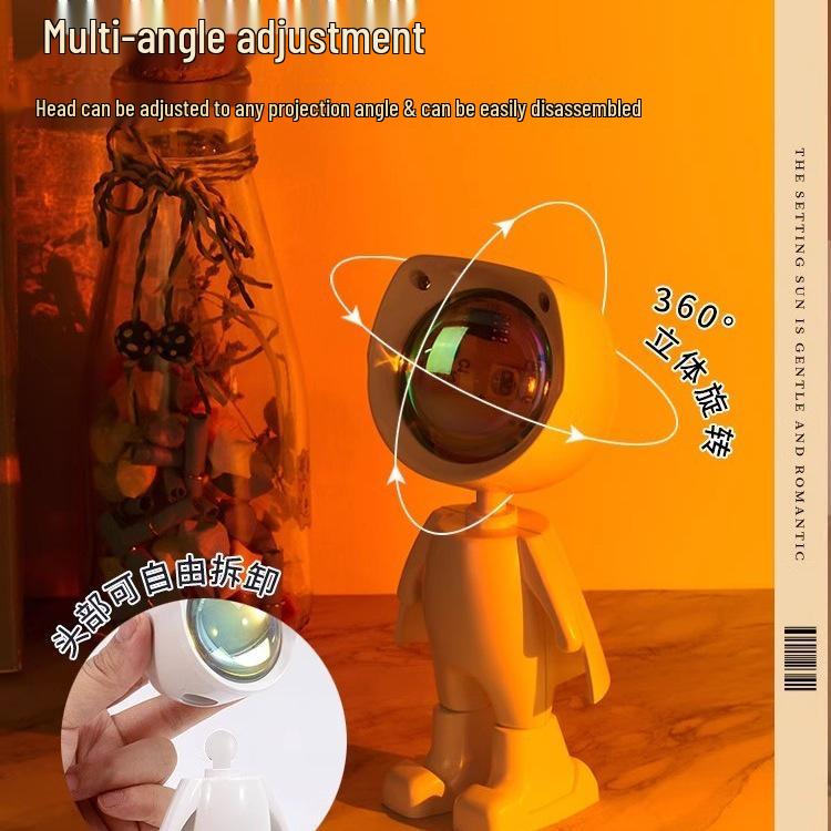 Проектор-светильник 'Закат Астронавта' - Радужная Ночь и Атмосферная Лампа для Спален и Фотографий