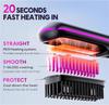Mini Hair Brush 1 Pack Black Cordless Design with LCD Temperature Display - Fast Heating Short Hair Styler for Travel