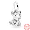 Classic 925 Sterling Silver Red Circle Enamel Puppy Bead Charm Fit Original 3mm Bracelet Bangle Wedding Party DIY Jewelry