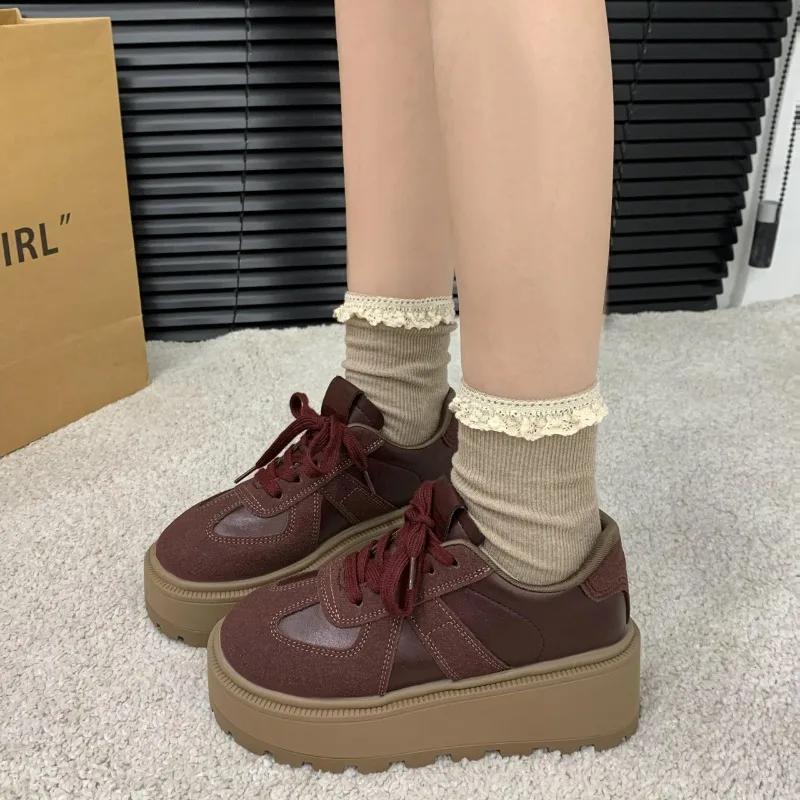 Модные женские повседневные кроссовки, ботинки, женская обувь на шнуровке, платформа, увеличивающая рост, современные ботинки на толстой подошве, ботильоны цвета хаки