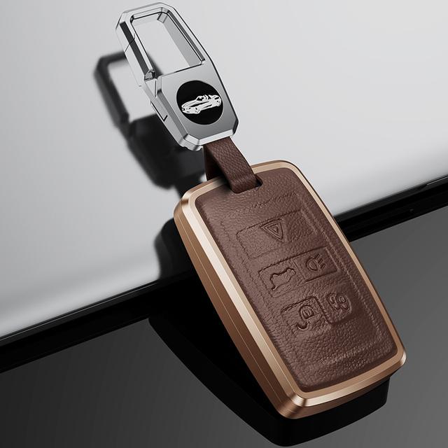 Aluminum Alloy Leather Car Key Case Cover for Land Rover Defender Discovery Sport Range Rover Sport Velar Evoque Jaguar XE XF