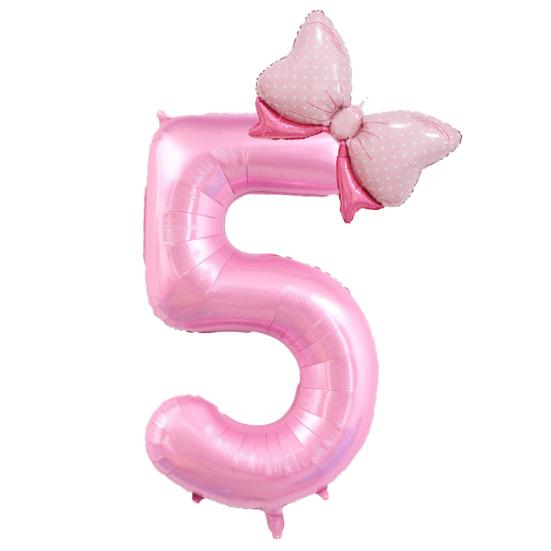 Набор воздушных шаров для вечеринки "Счастливый", 40 дюймов, номер, форма банта, воздушный шар из алюминиевой фольги с надувной соломинкой CLE