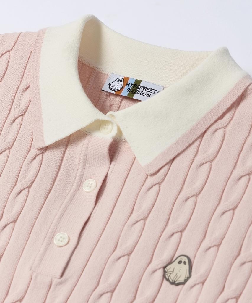HYPERREET Unisex Color-Blocked Cool Cable Short Sleeve Knit [Pink]_Hg2Sw800