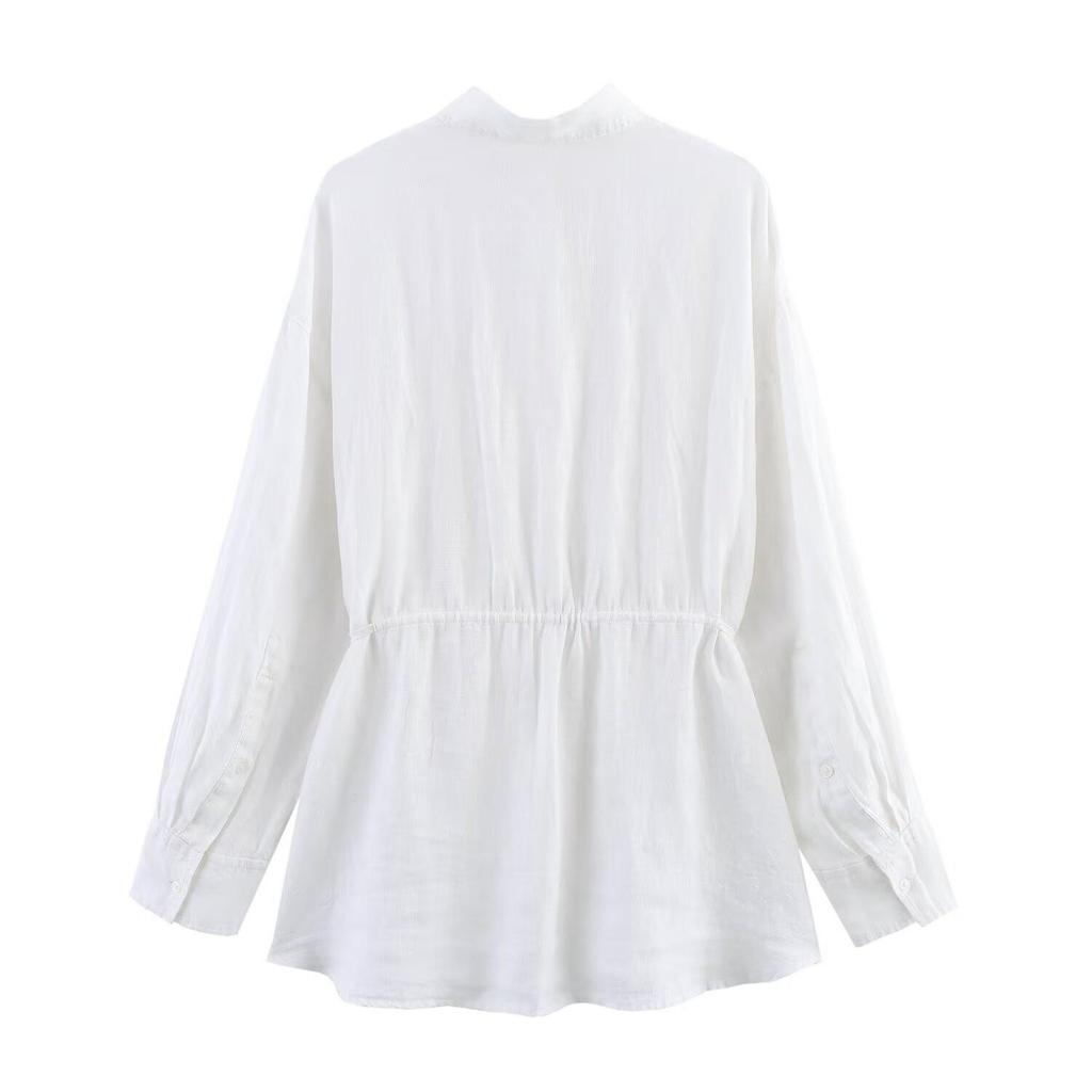 Spring/Summer 2025 Women's Slim Fit Belted Lapel Shirt