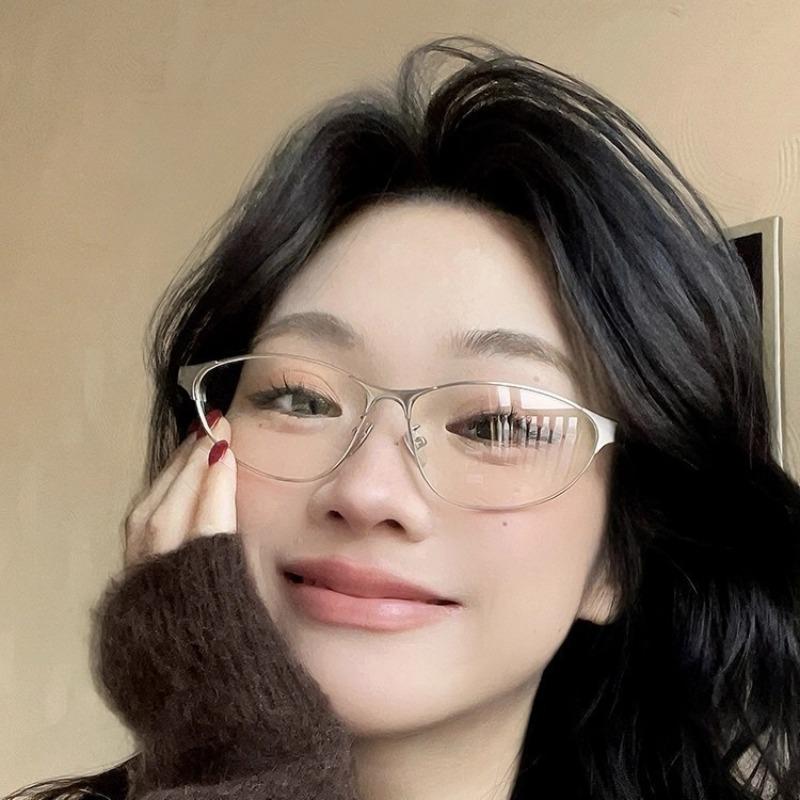 Ретро Металлическая Оправа Кошачий Глаз Очки для Пресбиопии Защита от Синего Света Очки для Чтения Женские Мужские Y2K Уличная Фотография Модные Очки