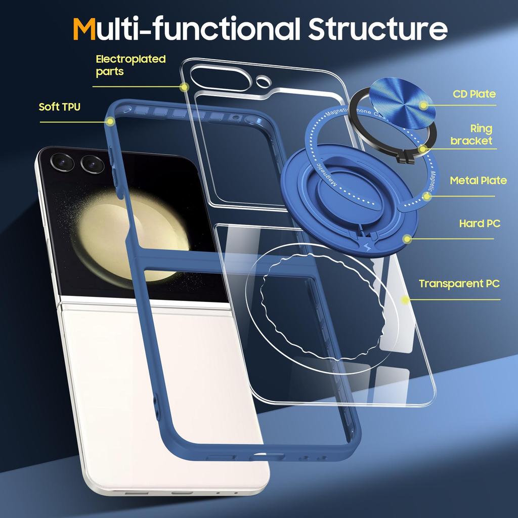 Samsung Z Flip7/6/5 360° Вращающийся Магнитный Прозрачный Чехол с Беспроводной Зарядкой и Защитой от Падений