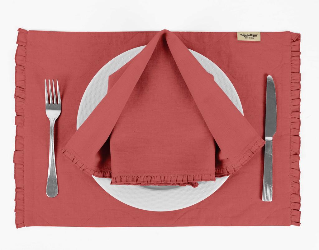 Vargottam Черный сплошной домашний декор повседневные моющиеся салфетки с оборками для обеденного стола - упаковка