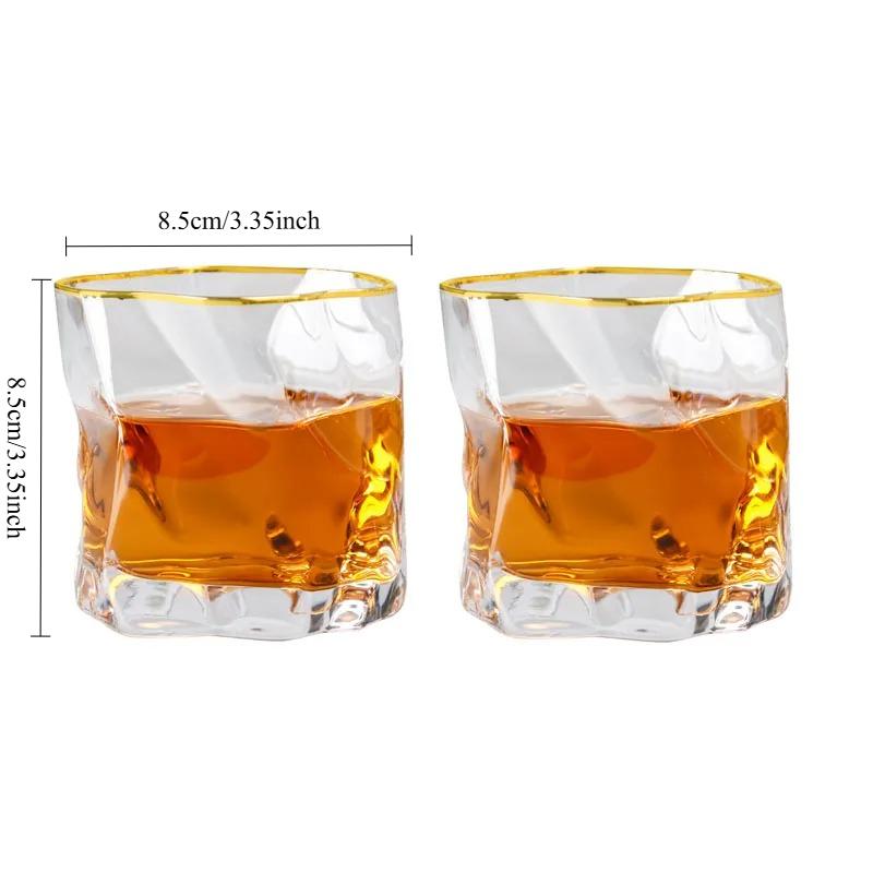 280ml/9.6oz Luxury Whiskey Glass High End Cocktail Glass Multi Colored Wine Glasses Party Bar Creative Irregular Twist Glass Cup