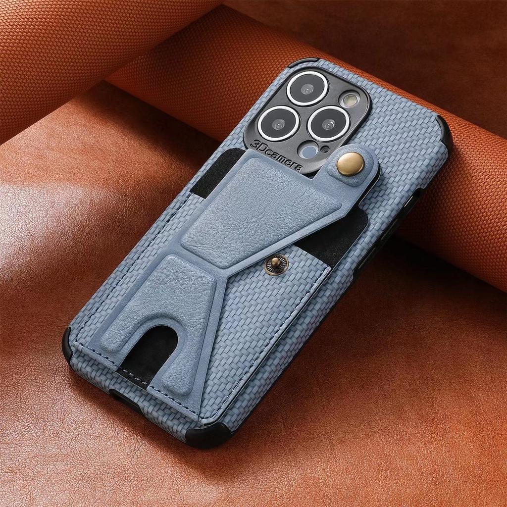 Foldable Card Slots Wallet Case for iPhone Samsung Xiaomi Huawei OPPO Google MOTOROLA VIVO Cloth Fiber Half-wrapped Kickstand Flip Cover