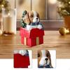 Miniature Chrismas Dog Figurine Christmas Decorations Puppy Ornament Resin Sculpture for Home Desk