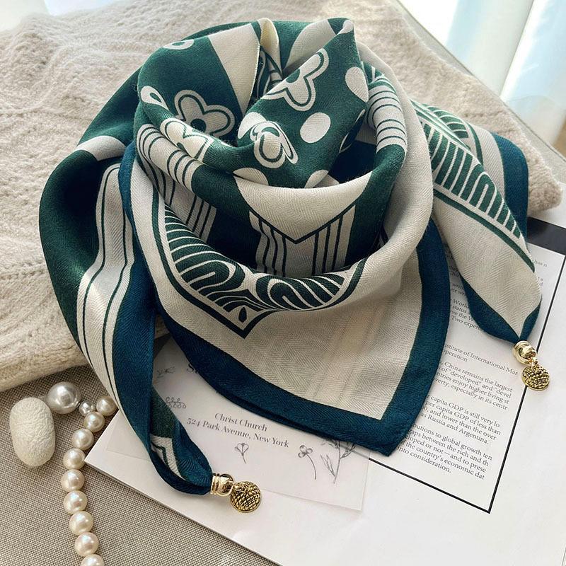 Unisex Cotton Linen Square Scarf - Soft, Breathable, Windproof, and Decorative Jacquard Woven Fashion