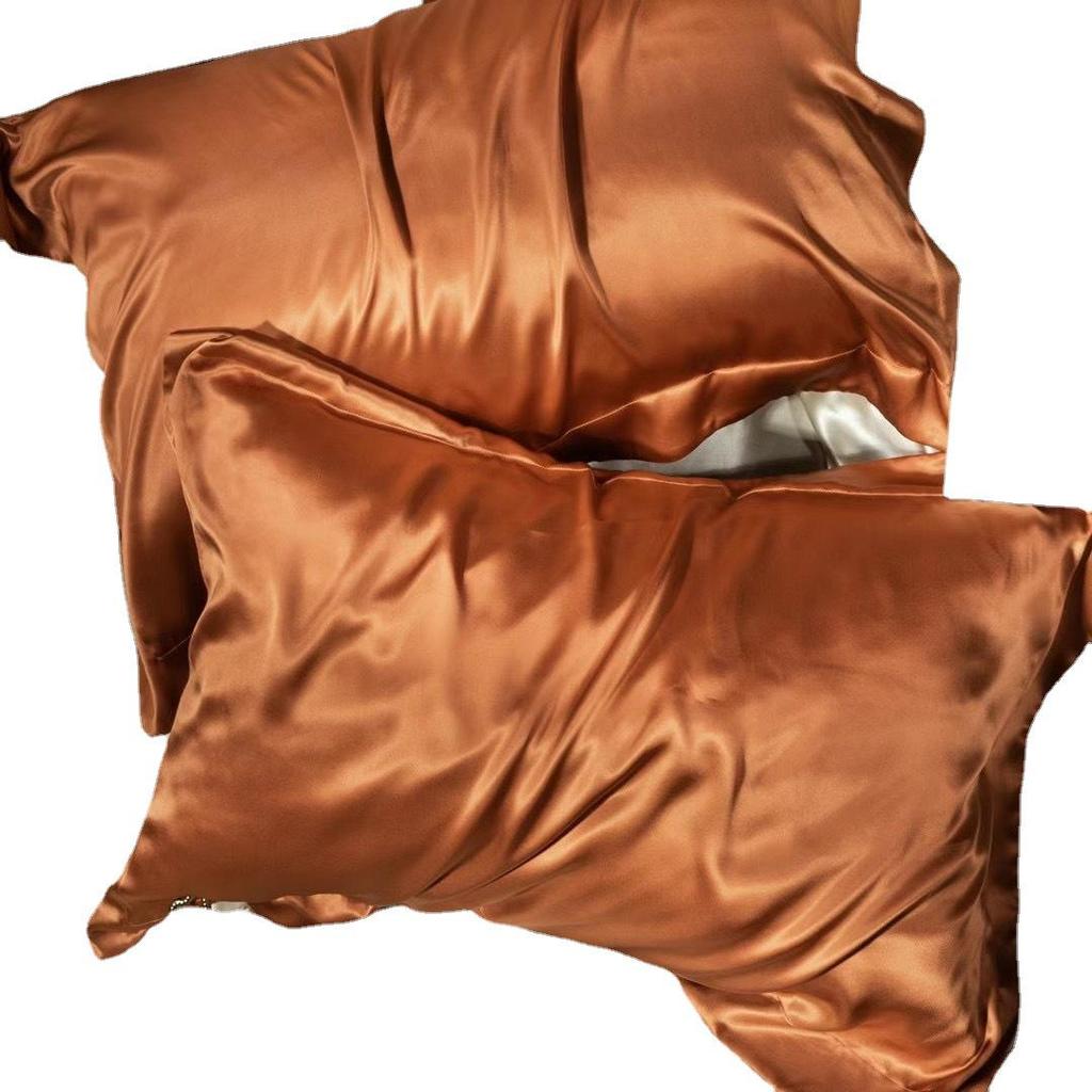 Двусторонняя наволочка из шелка тутового шелкопряда - Ледяной шелк, Широкий край, Однотонная и Красивый дизайн.