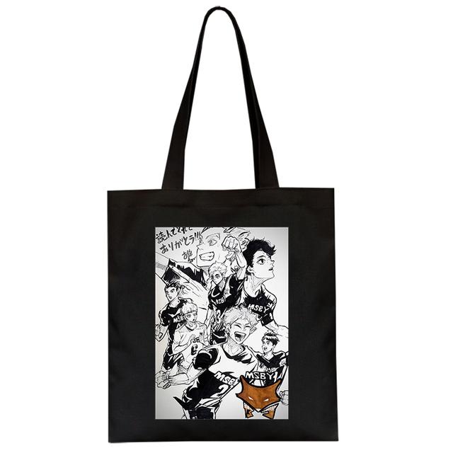 Fashion Anime Haikyuu Shopper Bag Eco Manga Tote Harajuku Shopper Bag Women Canvas Shoulder Bag Large-capacity Women's Handbags