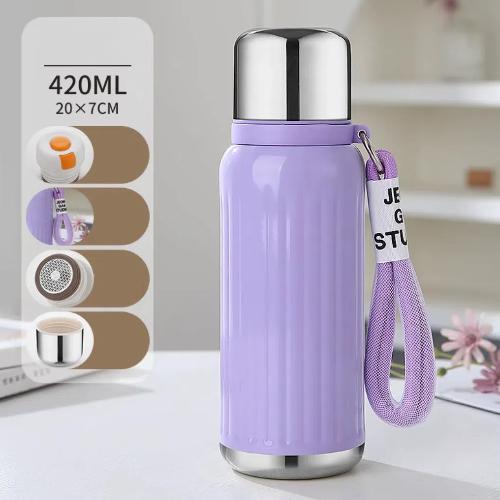 316 Stainless Steel Vacuum Flask – 300ml/420ml Travel Thermos Bottle with Dual Lids for Coffee & Ice Water