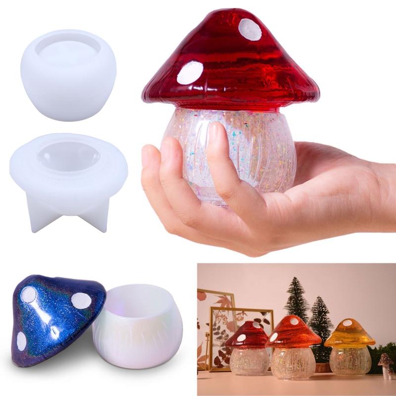 Box Resin Molds,Jewelry Box Molds,Mushroom Silicone Resin Mold Storage Box Mold Epoxy Resin Casting Mold for Home Decor