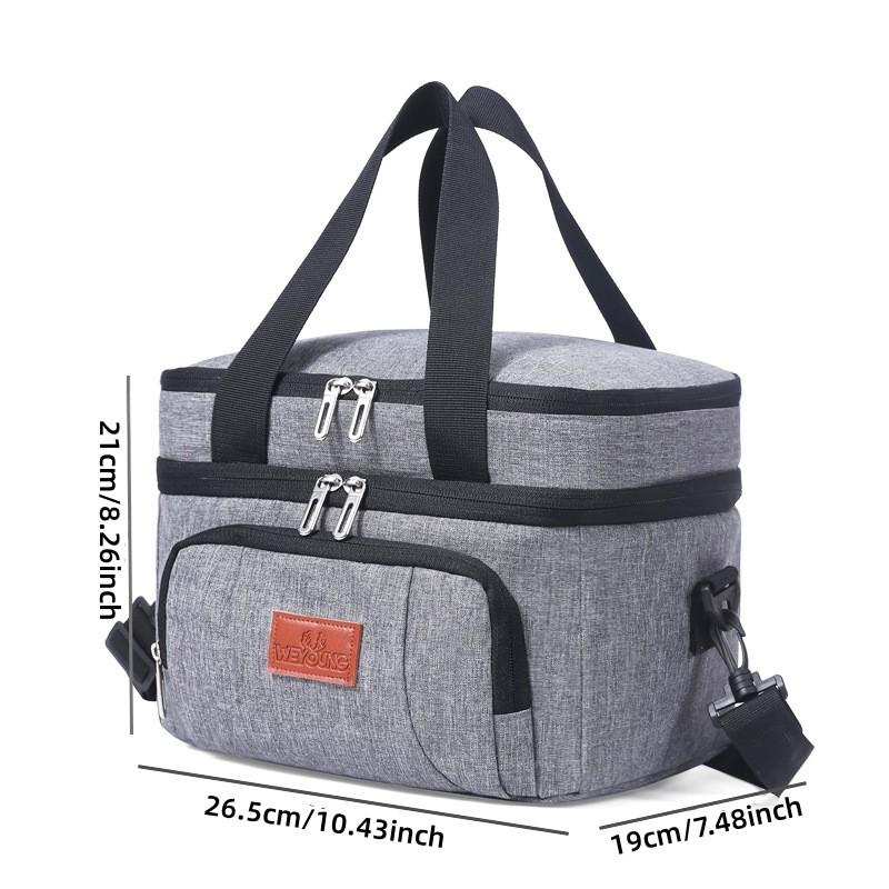 Многофункциональная двухслойная сумка-холодильник для женщин и мужчин, большая вместительная коробка для завтрака для путешествий и пикника с плечевым ремнем