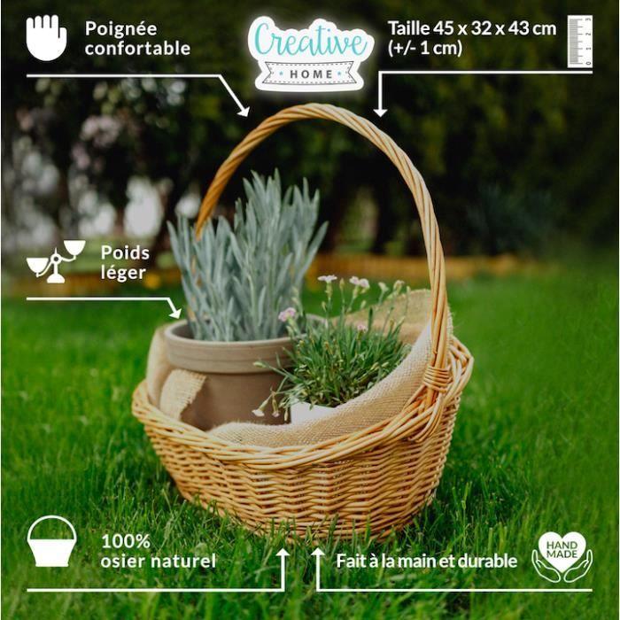 Корзина для хранения - Creative Home - Овальная - 45x32x43см - 100% Натуральная - Плетеная вручную