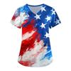 Women's Fashion V-neck Short-sleeved Work Dress With Pockets Independence Day Printed Top Carer Suit