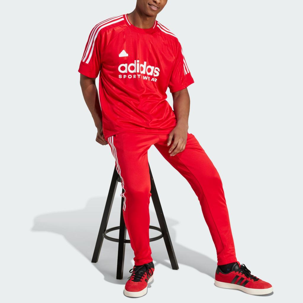 Adidas Round Neck Fitted Pullover With Letter Logo Print Short Sleeve T-Shirt Men Tops Light-Crimson White IY4499