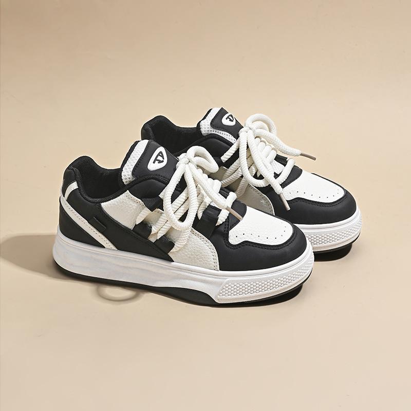 Платформенные белые женские туфли 2025 новая модель с увеличением роста, универсальные повседневные кеды, нишевые, ретро, контрастные, спортивные, папины, трендовые