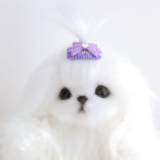 Yousheng Bow Tie Rhinestone Decor Dog Hairpin Medium Dog Cat Barrette Pet Headwear