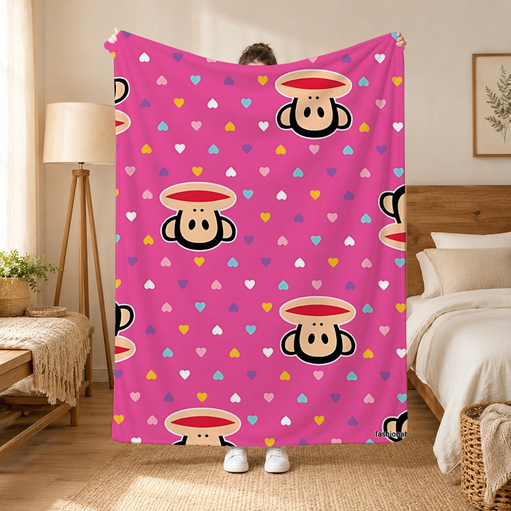Julius the Monkey Character Throw 240g flannel blanket, suitable for sofas, beds, offices,  exquisite gift blankets