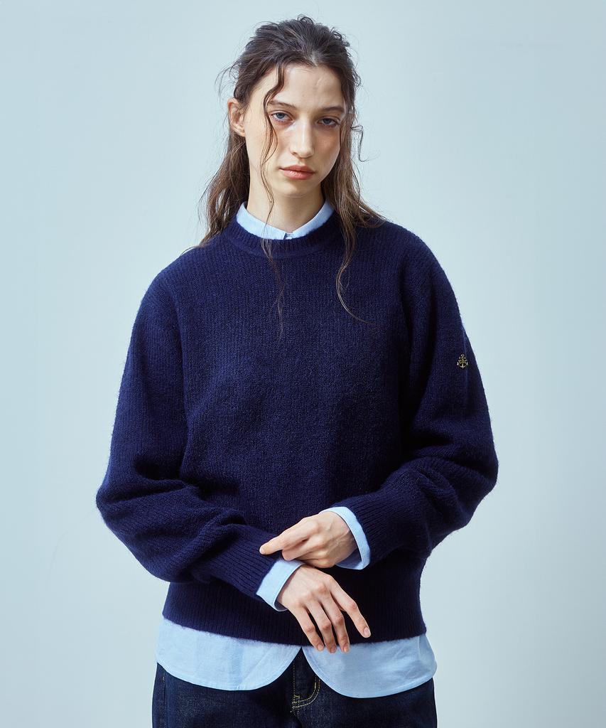UNIFORM BRIDGE Alpaca Crew Neck Knit(Women) Navy