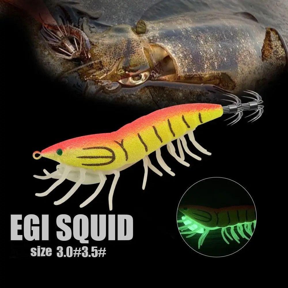 Fluorescent Wood Shrimp No. 3.0 No. 3.5 Artificial Squid Jig Cuttlefish Squid Hook  Ocean Rock
