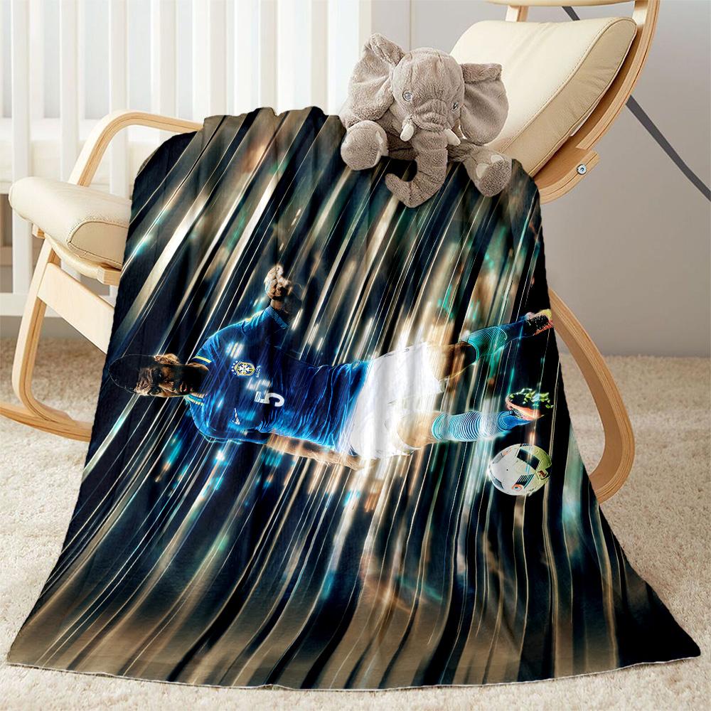 Soccer Player Action Blanket Warmthful Decor Great for Bed Livingroom Chair for All Seasons Digital Print Unique Gift for Family and Friends Camping