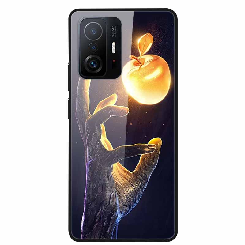 Для Xiaomi 11T Pro Стеклянный чехол Жесткий закаленный стеклянный ПК-чехол Чехол для телефона Для Xiaomi Mi 11T 11 T Pro Ударопрочный Мультяшный Funda Coque