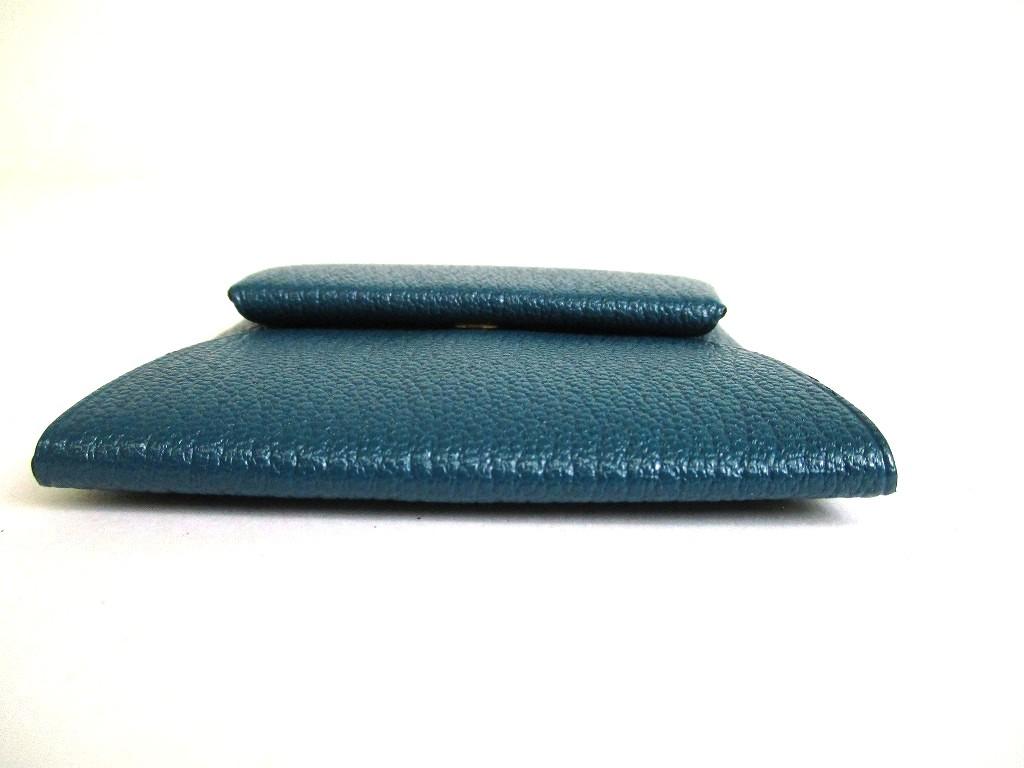 Оригинальный кошелек для монет HERMES Vert Bosphore из кожи Chevre Mysore Bastia #b274 Открытая коробка