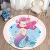 Cartoon Mermaid Pattern Round Carpet Living Room Anti -Slip Carpet Family Bedroom Decorative Floor Mats Children 'S Room Soft Mats