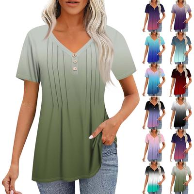 Женские рубашки с короткими рукавами, топы, элегантные повседневные рубашки, топы с V-образным вырезом и плиссировкой