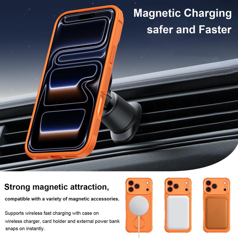 Магнитный чехол-подставка для Magsafe для iPhone 17 Pro Max 16 15 14 13, роскошный, с вращающимся на 360 градусов кольцом-держателем, защитный, противоударный