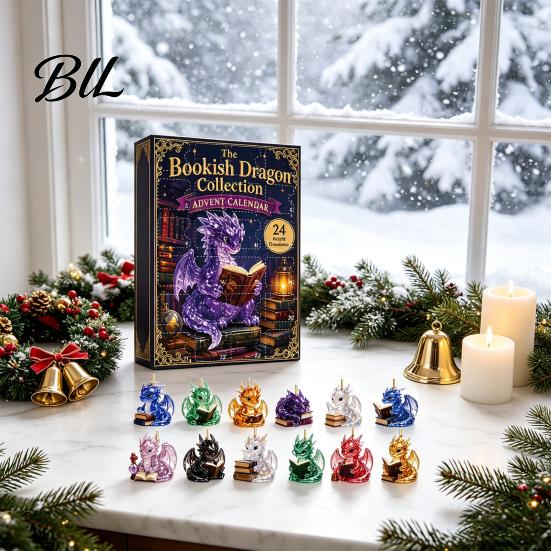 Holiday Box Christmas Dragon Advent Calendar 2026, 2D Flat Acrylic Ornaments, Themed Collectibles 24 Days Countdown Gift for Kids, Fantasy Lovers Home