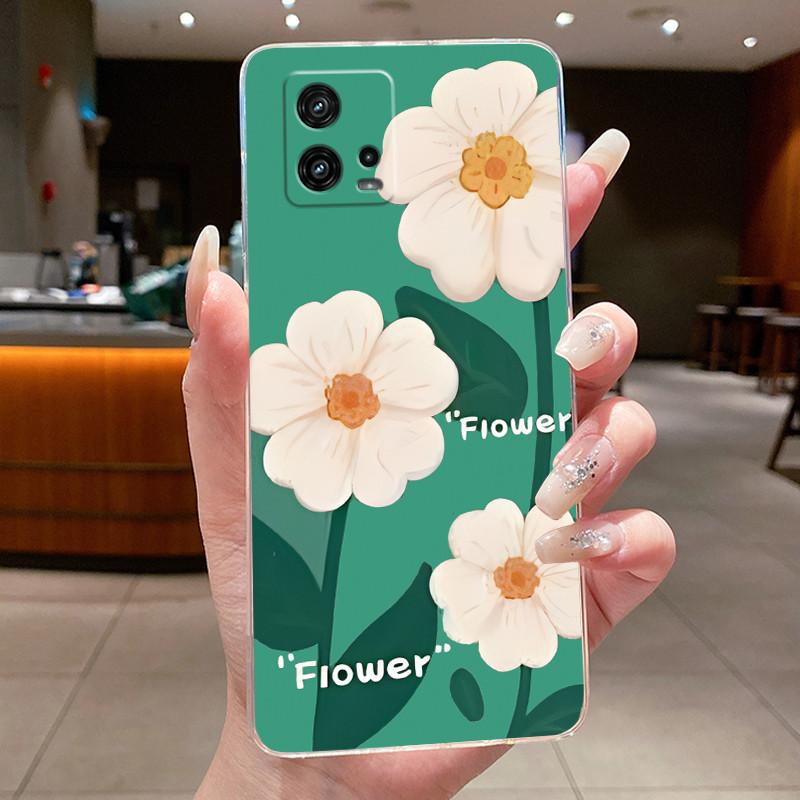 For Cover Motorola Moto G72 Case G 72 Flower design Clear Soft Silicone Back Funda Bumper For Moto G72 MotoG72 Phone Cases Coque