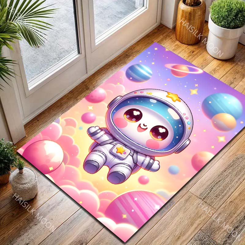 Cute Spaceman Print Cartoon Carpet for Living Room Bedroom Bedside Floor Mat Cloakroom Area Rugged Creative Doormat