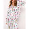 Womens Silk Satin Pajama Set Y2k Christmas Nutcracker Long Sleeve Shirt Tops and Wide Leg Pants Sleepwear