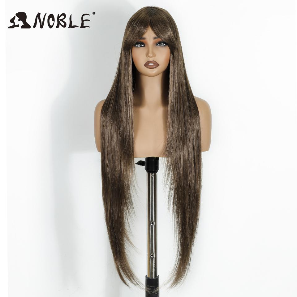 Noble Pink Wig With bangs Synthetic Wig With Bangs Long Straight Ombre Wig Colored Wig Wig For Women Cosplay Wig For Black Women