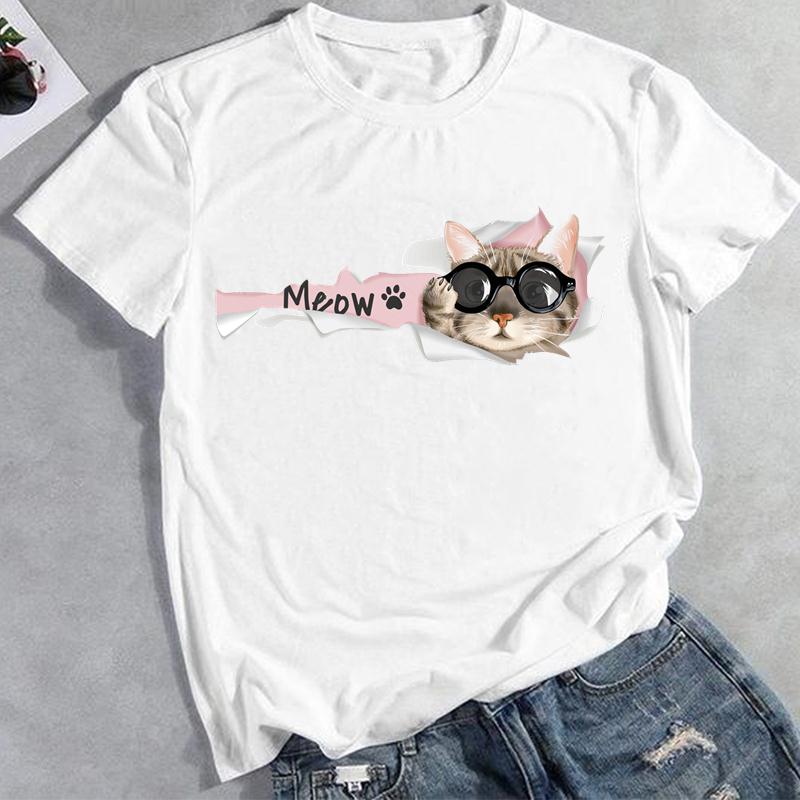Летняя мода 3D Cat Lovely Trend Graphic T Shirt Clothing Casual Unisex Top T Shirt Short Sleeve Lady FeUnisex Print Tee