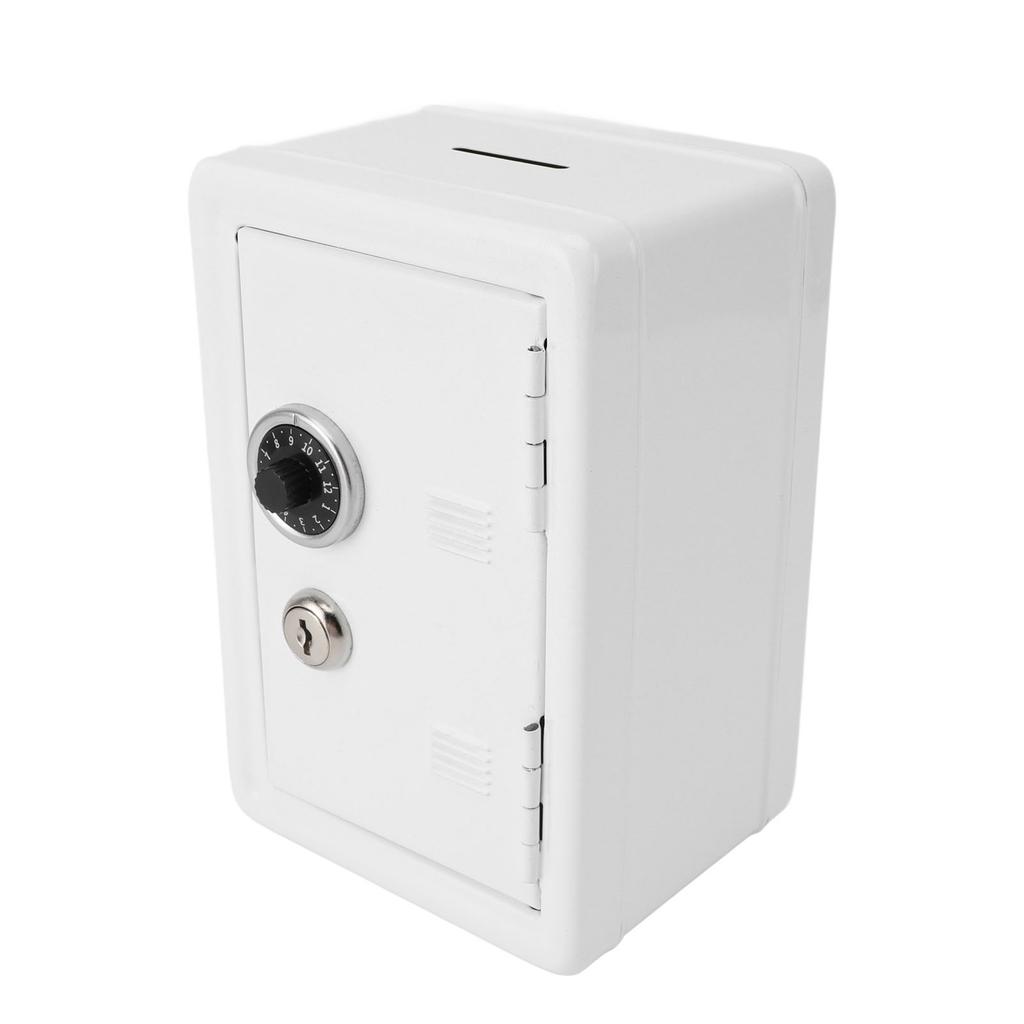 Копилка креативная симпатичная металлическая вертикальная с замком-ключом, копилка для денег для домашнего использования, белая