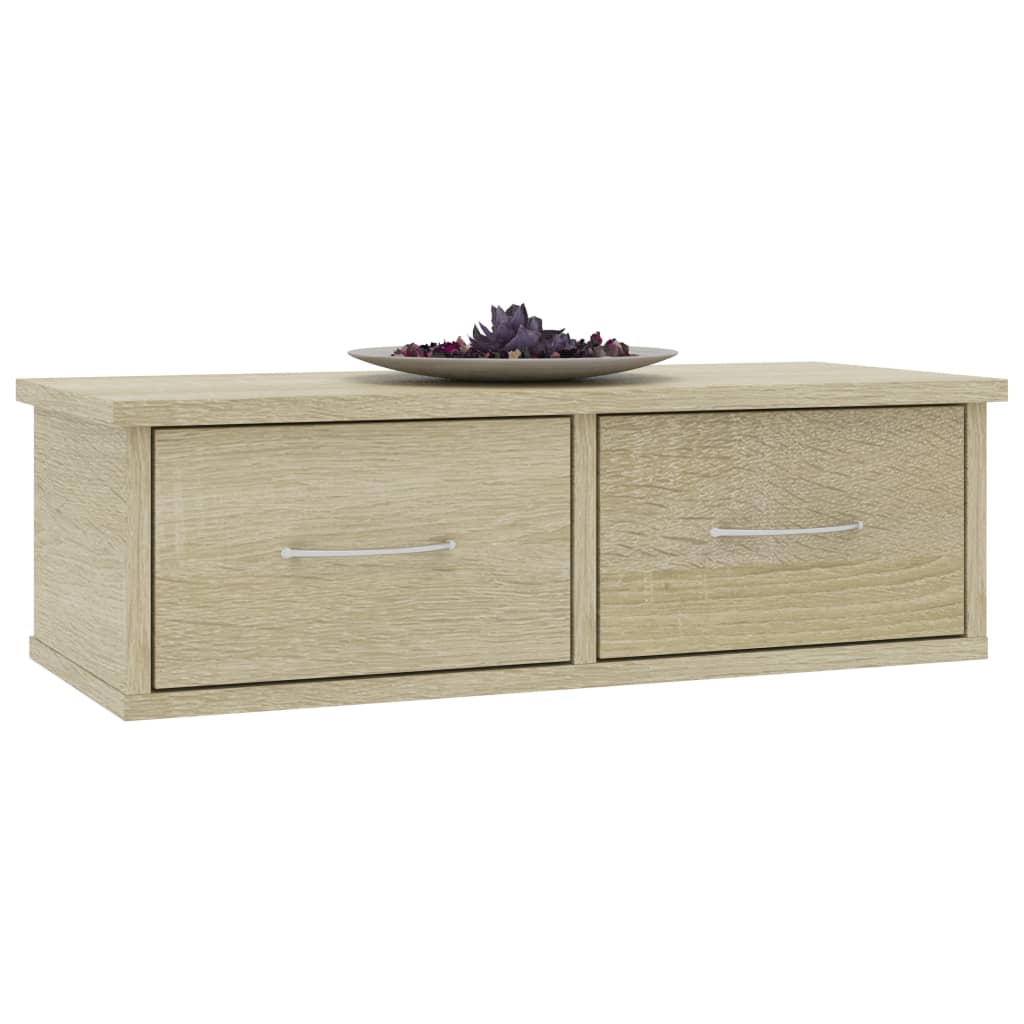 Wall Mounted Drawer Shelf in Sonoma Oak 60 x 26 x 18.5 cm Particleboard