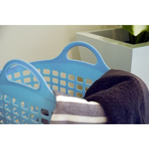 Sanko Plastic Laundry Basket, Beat Basket No. 2, Pastel Blue