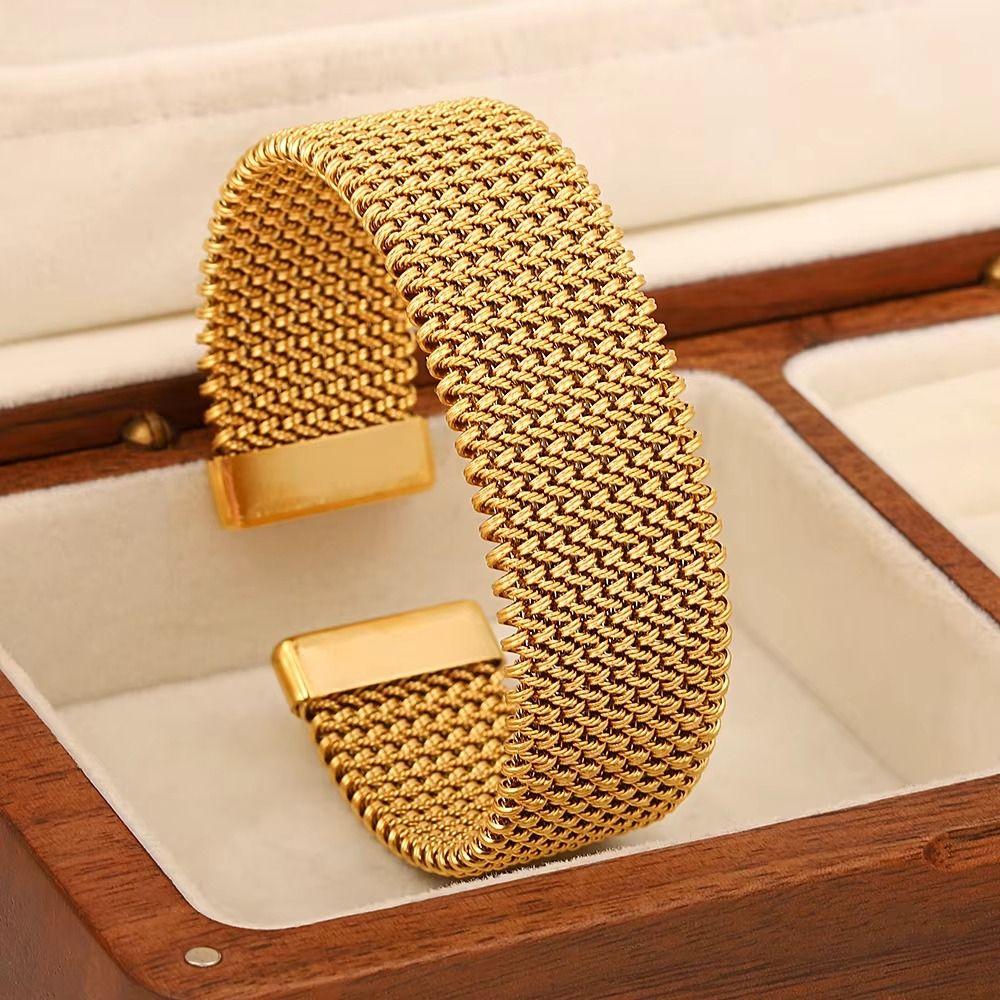 Waterproof Vintage Cuff Bracelet Vintage Braided Mesh Bracelet Open Cuff Bangle Men Jewelry