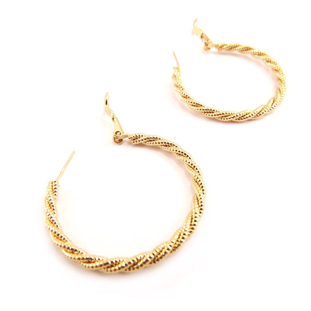 Les Trésors De Lily [L4314] - Позолоченные серьги-кольца «Торсады» - 35x3 мм