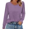Women's Fashion Casual Long Sleeve Solid Color Shirt Women's Round Neck Tops