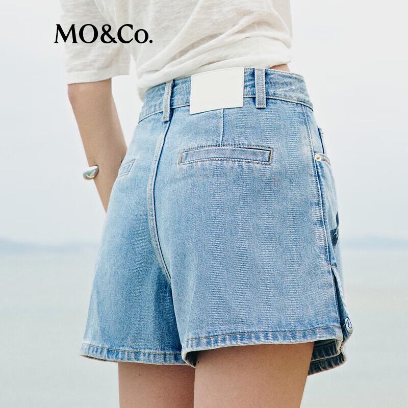 MO&Co. Bow Tie Washed Denim Skort Shorts