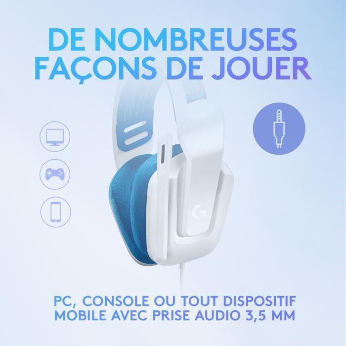 Casque Gamer - Filaire - Logitech G - G335 - PS5, PS4, Xbox, Switch, PC - Blanc